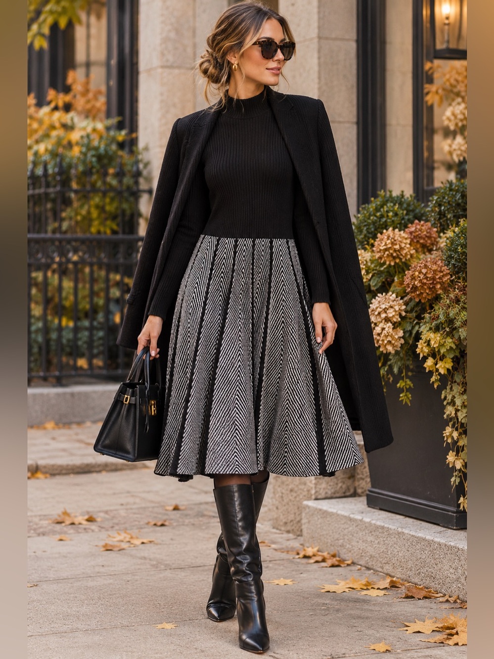 Papillon Black & White Knit Dress